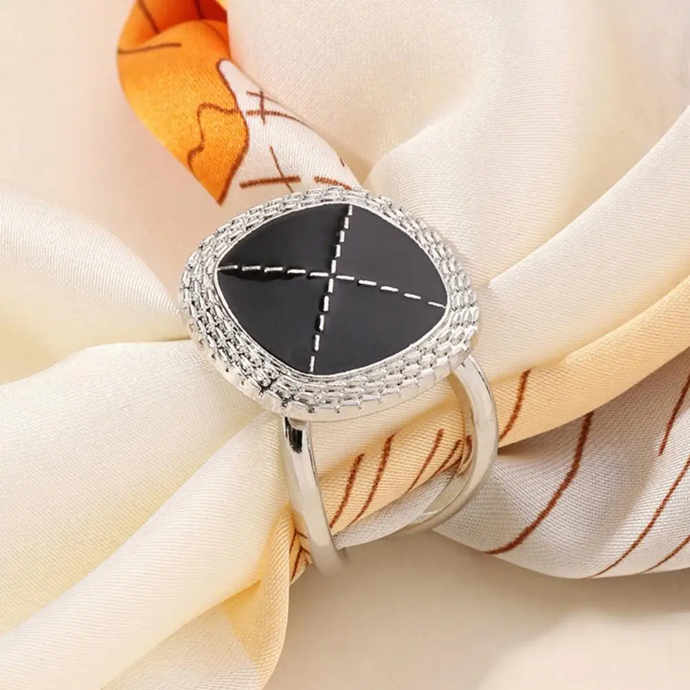Fine Electroplated Scarf Clip Geometric Scarf Button with Braided Edge Square Scarf Fastener Minimalist Smooth Buckle Shawl Clip
