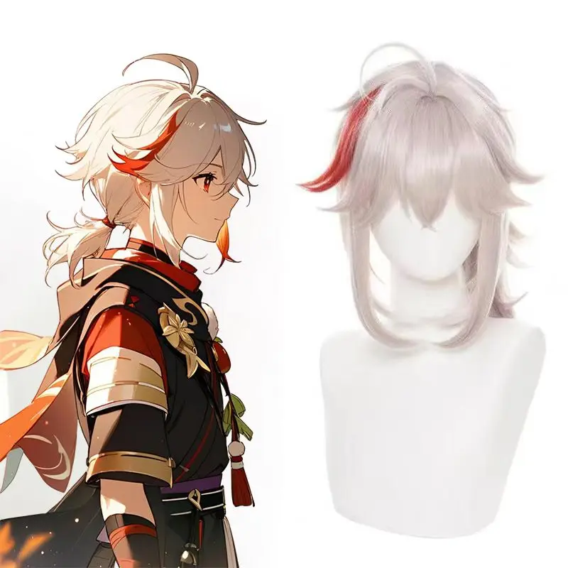 

Genshin Impact Kaedehara Kazuha Cosplay Wig Tousled Streaked Hair Heat Resistant Matte Mid-Length Cosplay Costumes