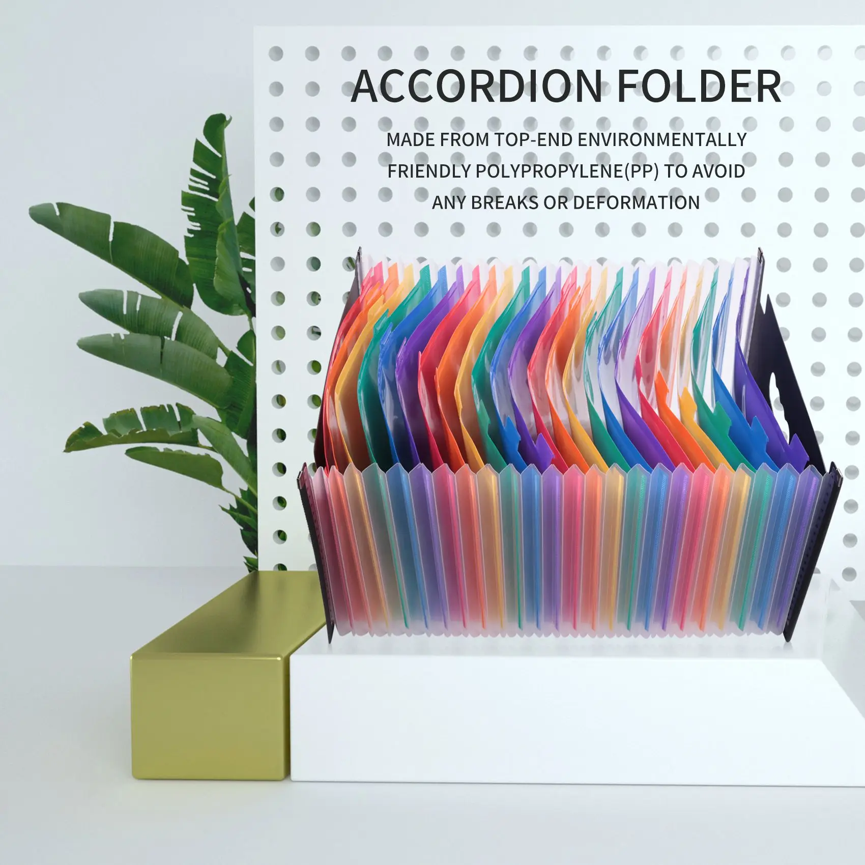 HJ-Expanding File Folder 24 Pockets, Black Accordion A4 Folder