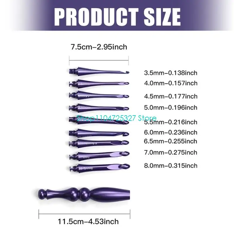 D8KF Häkelnadel-Set aus glattem Aluminium, ästhetische Hand, für