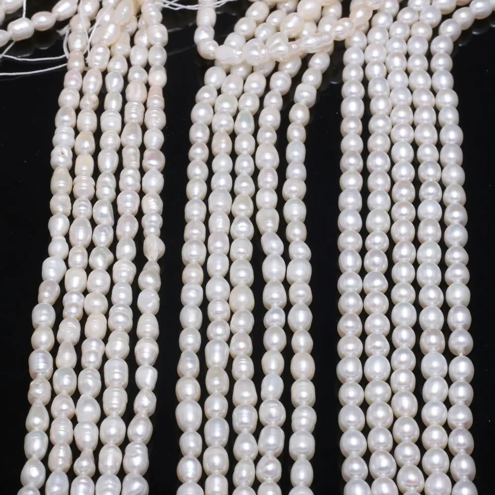 Natural Freshwater Pearl Beads A AA AAA Rice Shape White Pearls for Necklace Bracelet Accessories Jewelry Making DIY Size 4-5mm