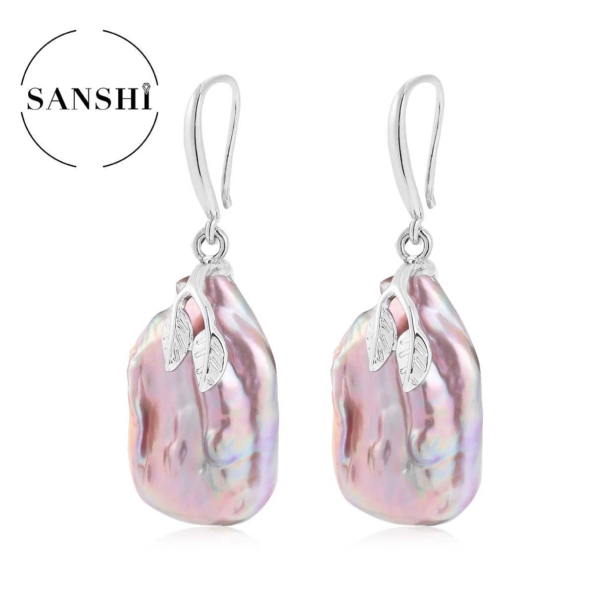 

Серьги в стиле ретро в стиле барокко с натуральным пресноводным жемчугом в виде листьев, обязательный предмет для модных пар серег с белым и розовым жемчугом