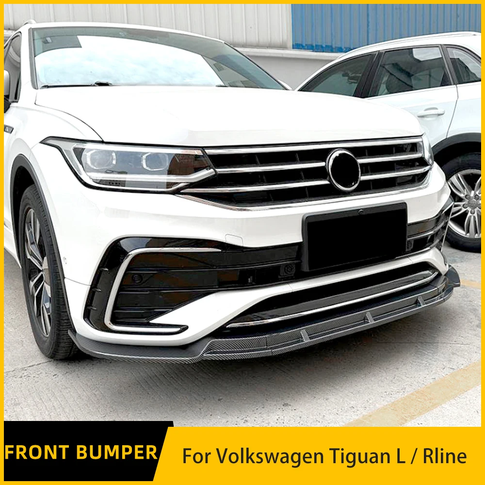 

For Volkswagen Tiguan L/Rline 2021-23 Front Bumper Lip Chin Spoiler Upgrade Exterior Bodykit PP Plastic 3Pcs Parts Accessories