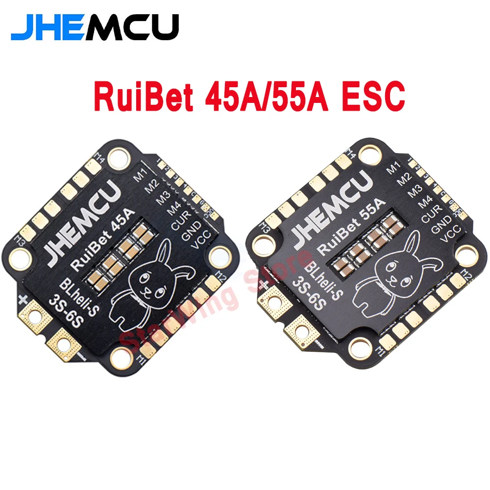 

JHEMCU RuiBet 45A/55A ESC BLHELI_S Dshot600 4 в 1 бесщеточный ESC 3-6S 30.5X30.5 M4 для радиоуправляемого FPV Фристайл Контроллер полета дрона