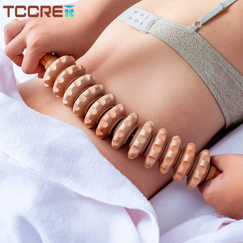 

Curved Wood Therapy Roller Massage Tools Wooden Massage Muscle Roller Stick for Anti-Cellulite Lymphatic Drainage Body Massager