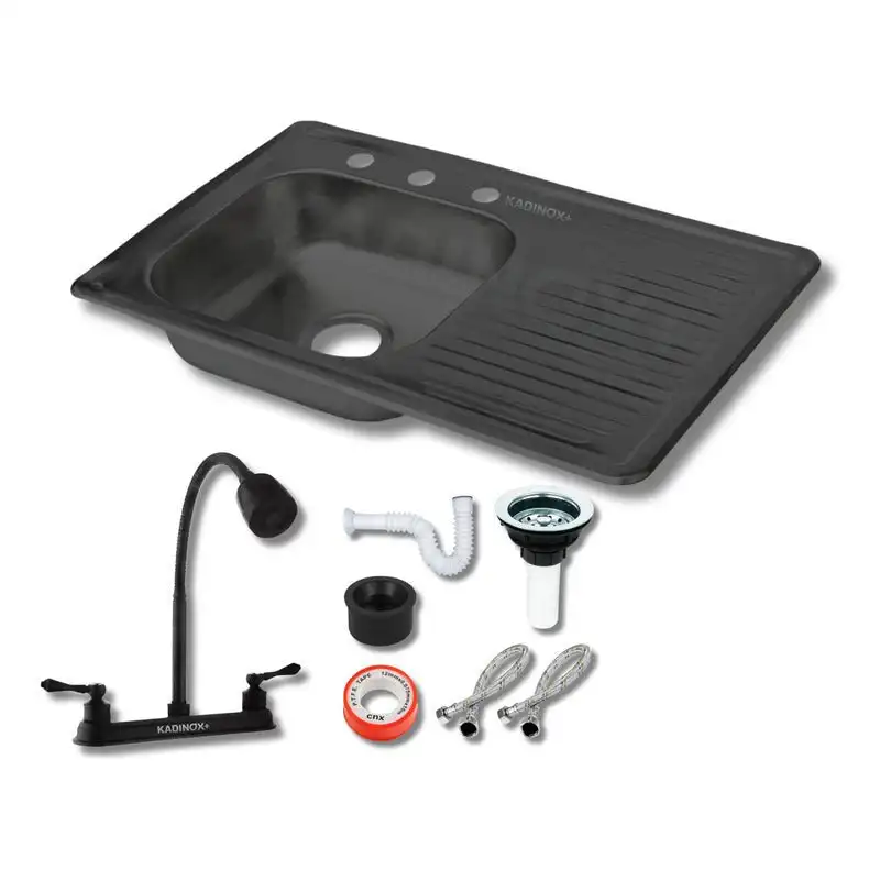 Fregadero Tarja para Cocina Empotrable de Acero Inoxidable 80x50 cm con Kit