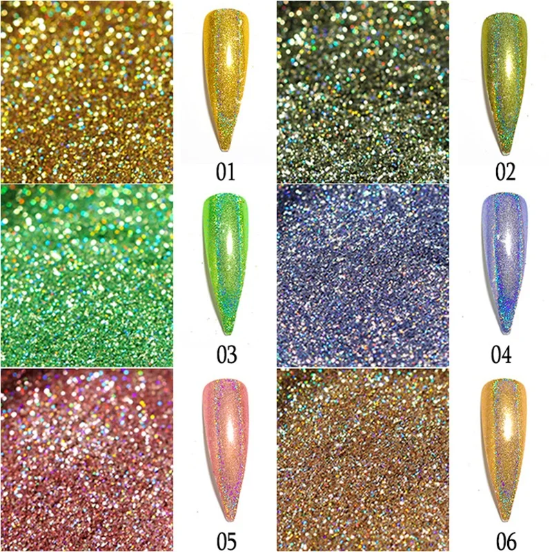 Laser Nail Glitter Powder Chrome Shimmer Sequins UV Gel Polish Flakes for Nails Art Pigment Decorations Accesorios Manicure