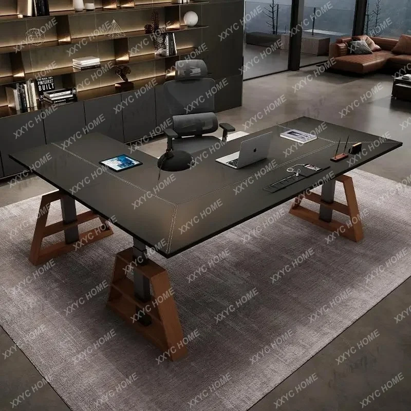 Minimalist Electric Lift Desk Modern Designer Solid Wood Executive Computer Desks Work Gaming Office Furniture