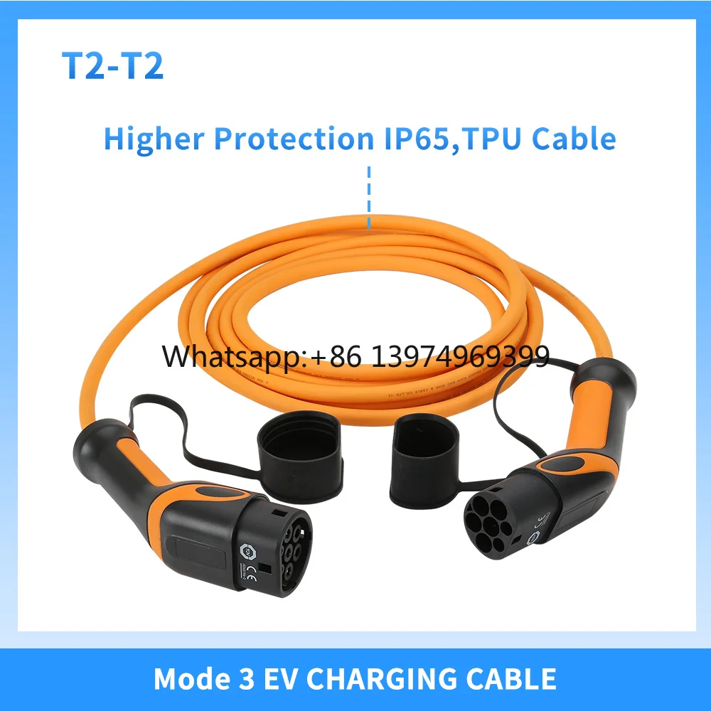 Customized Color Model 3 EV Charging Cable 32A TPU Cable Type 2 to Type 2 EV Charging Cable