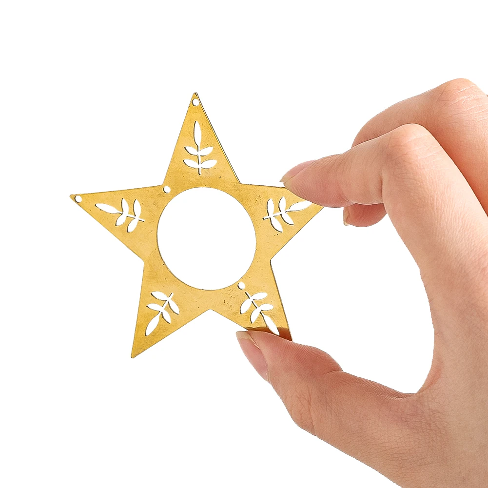 7cm Copper Openwork Five-pointed Star Pendant Wind Chime Bird Repeller Dreamcatcher Accessories Garden Party Hanging Ornament