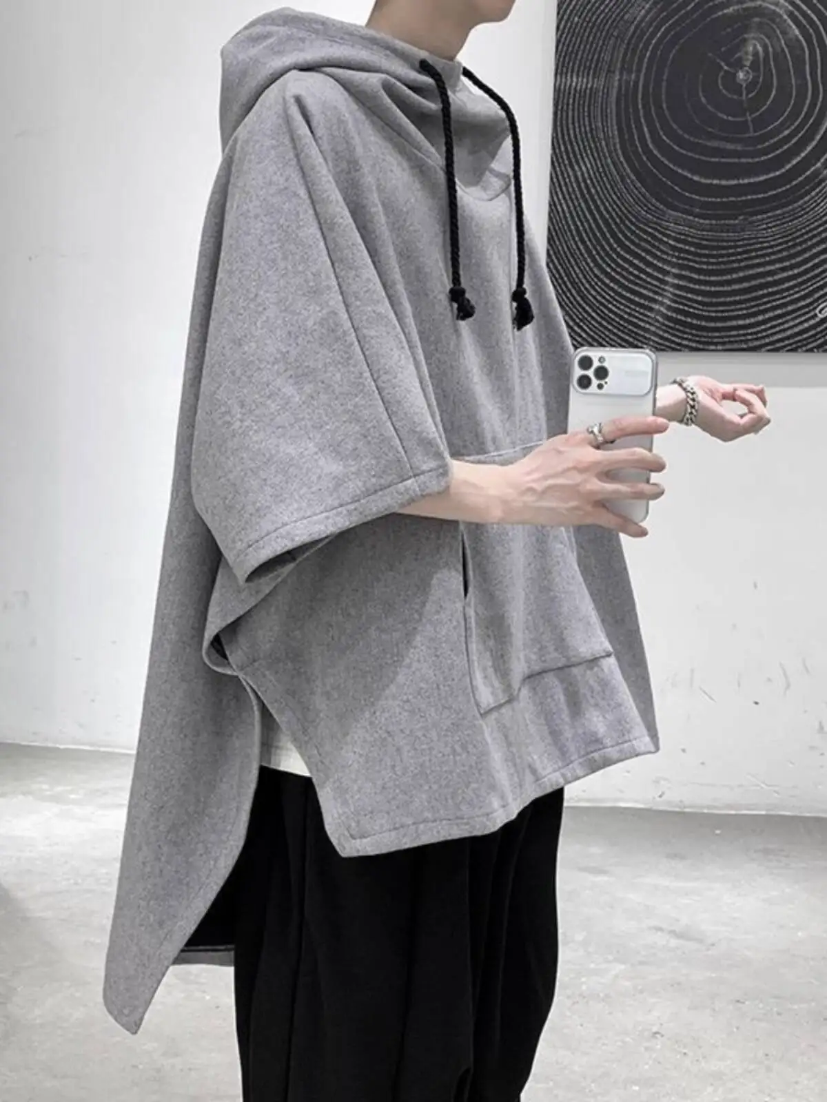 Irregular Loose Hoodies Outerwear Unisex Summer Thin Japanese Style 300lbs Extra Large Size Bat Sleeve Hoodie