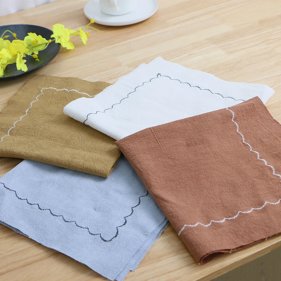 2PCS 40x40CM Thick Napkins Ramie Fabric Comfortable Soft Washable Durable Reusable Hemp for Kitchen Wedding Dining Home Party