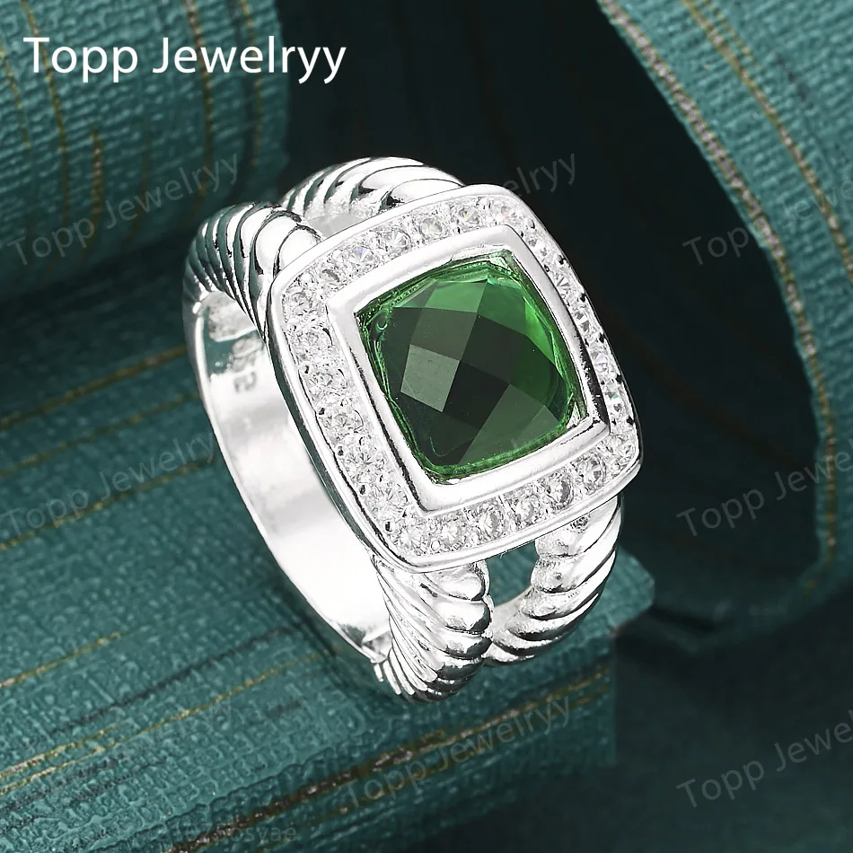 

Новое роскошное украшение из стерлингового серебра 925 пробы с зеленым цирконом, размер 7-10 # Кольцо для женщин, модное украшение, подарок на день рождения, Рождество