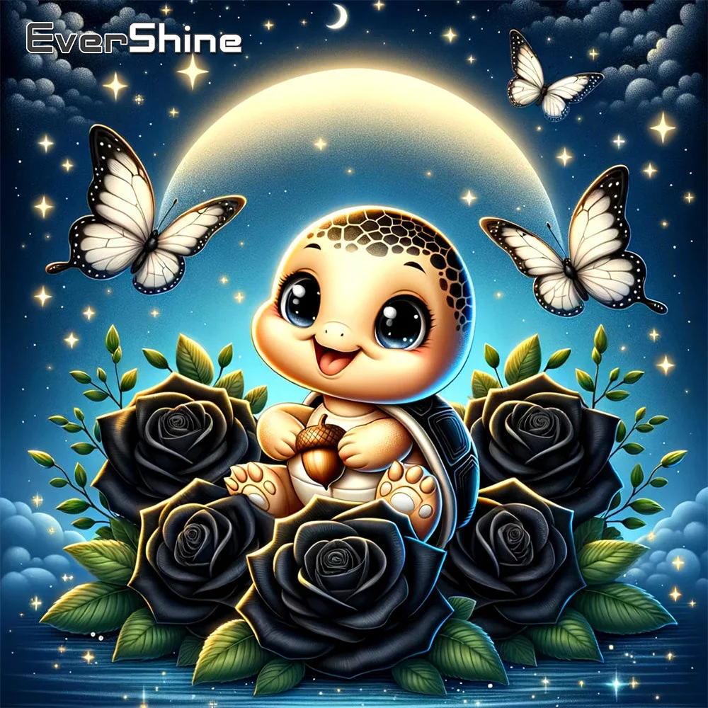 EverShine Diamant-Mosaik Tier-Meeresschildkröte Vollquadrat-Bohrer-Malerei Rosen-Strass-Bild Stickerei Schmetterling Kindergeschenk