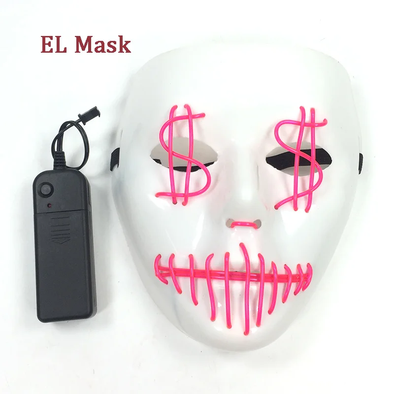 قناع إضاءة LED قناع فم مخيط الانارة لجميع القديسين حفلة تنكرية للنوادي الليلية DJ 10 ألوان حدد قناع Led الدعائم #5