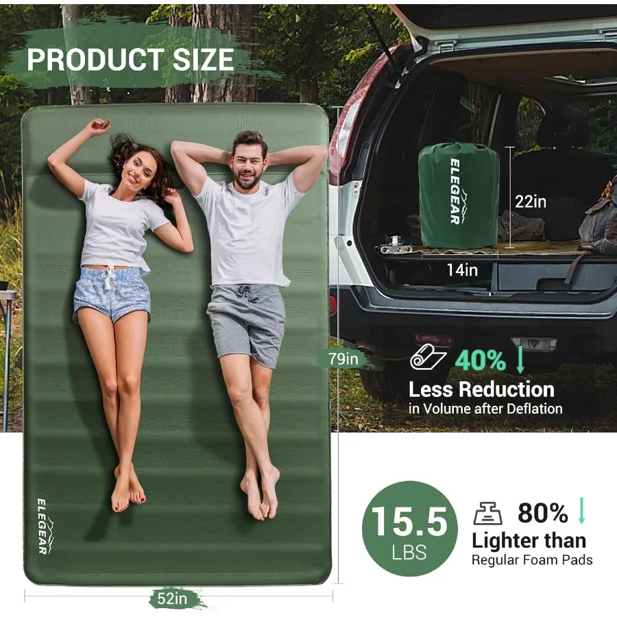 وسادة نوم ذاتية النفخ من رغوة الهواء مع مضخة كهربائية مدمجة للتخييم في الهواء الطلق 4 فصول 4 بوصة رغوة الذاكرة سميكة للغاية #5