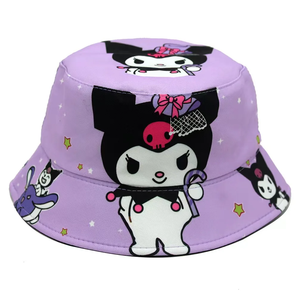 Sanrio Anime Kawaii Melody Kuromi Hat Cartoon Fisherman Cap Cute Ornament Kids Hat Summer Outdoor Sun Hat