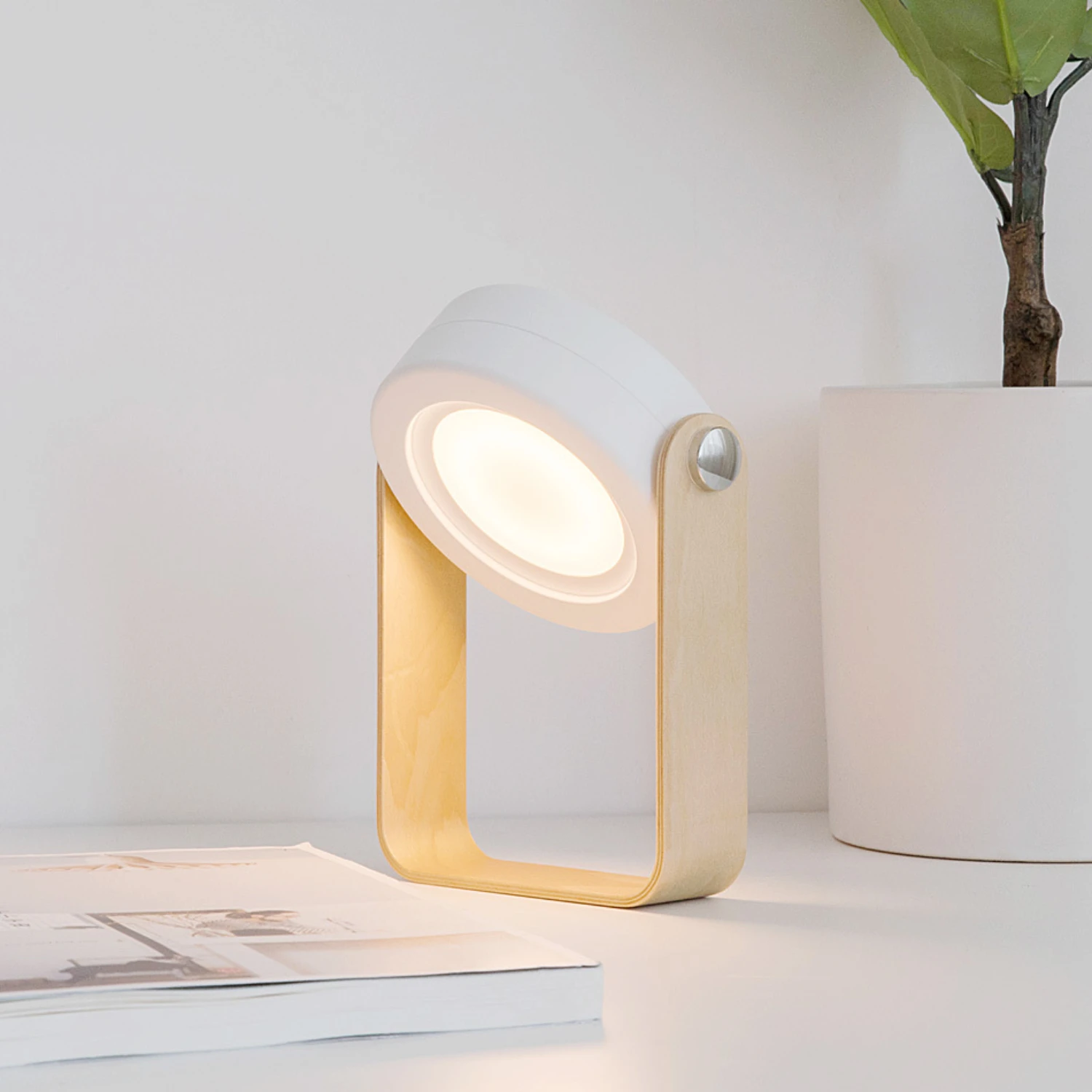 Lampe LED tactile pliable avec manche en bois, veilleuse créative, nouveau