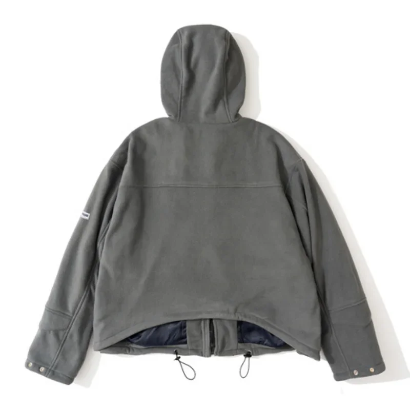 سترة رمادية دافئة MARTINE ROSE للرجال والنساء معطف كاجوال فضفاض بسحاب متعدد الجيوب بغطاء للرأس #4