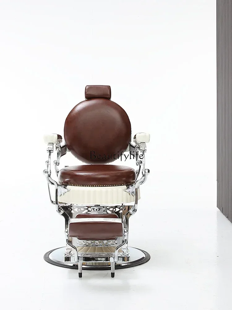 Retro Oil Head Large Chair Can Be Put down for Hair Salon High Quality Hair Cutting Chair