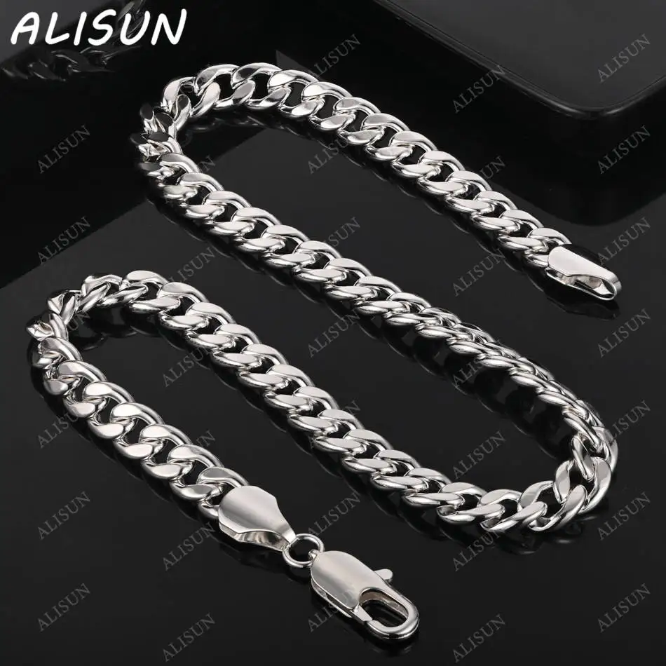 

ALISUN 925 Sterling Silver 50-60cm 10mm Chain Necklace For Man Charm Trend Birthday Gifts Fashion Party Fine Jewelry