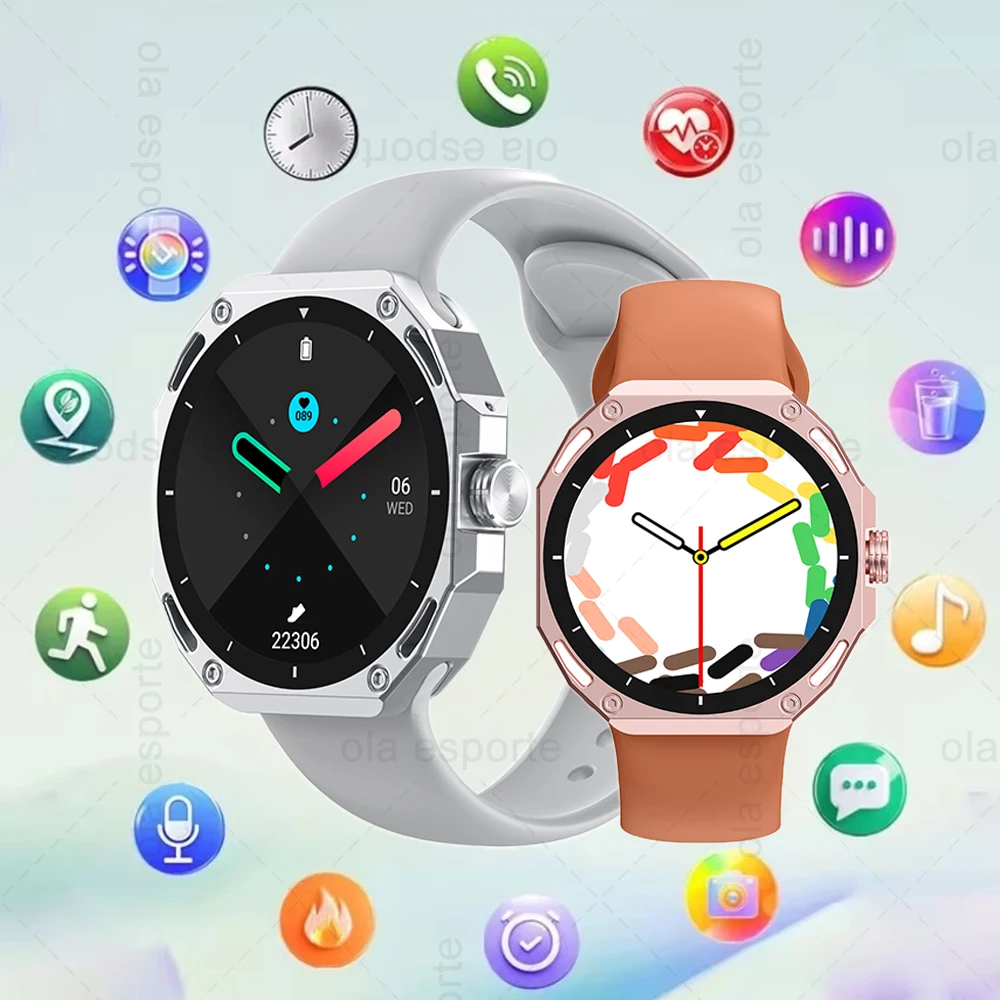 

Новинка 2025 года, мужские и женские умные часы с AMOLED-экраном 1,52 дюйма, беспроводной Bluetooth-монитор для вызова и здоровья, трекер, подарок-сюрприз, спортивные умные часы