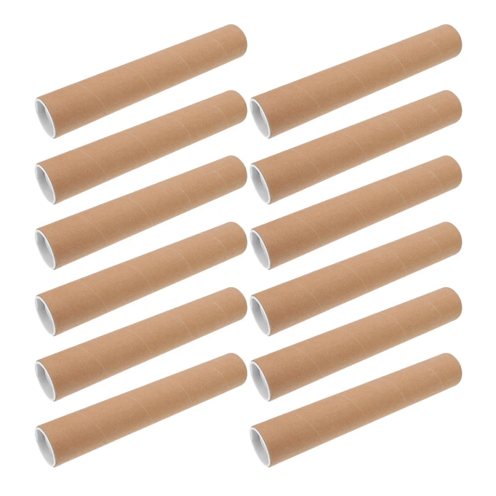 12pcs Kraft Paper Tubes 2 Inch Diameter Heavy Duty Poster Storage Tube For Artwork Drawing Mailing Reusable Paper Tubes Crafting