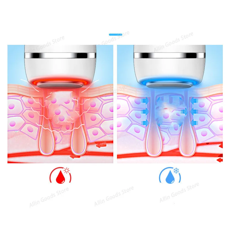 Hot & Cold Hammer Facial Eye Massager, 3-in-1 Photon beauty Instrument, Red Blue Light Skin Importer eye Beauty Device