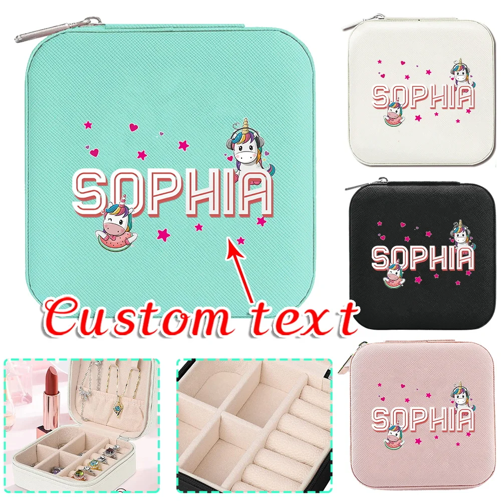 

Customized Name Earrings Necklace Storage Box Portable Travel Jewelry Box Classic Makeup Bag Fashion Ring Storage Box