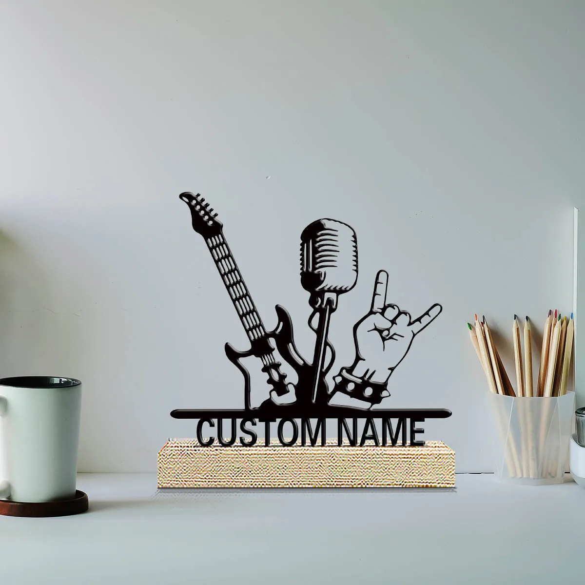 1pc Unique Personalized Metal Statue Ornaments Custom Name With Wooden Base Desktop Decoration That Does Not Require Assembly