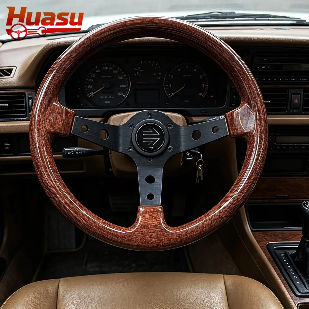 ABS Classic Wooden Look Sports Steering Wheel 12.5inch 320mm Deep Dish Car Steering Wheel