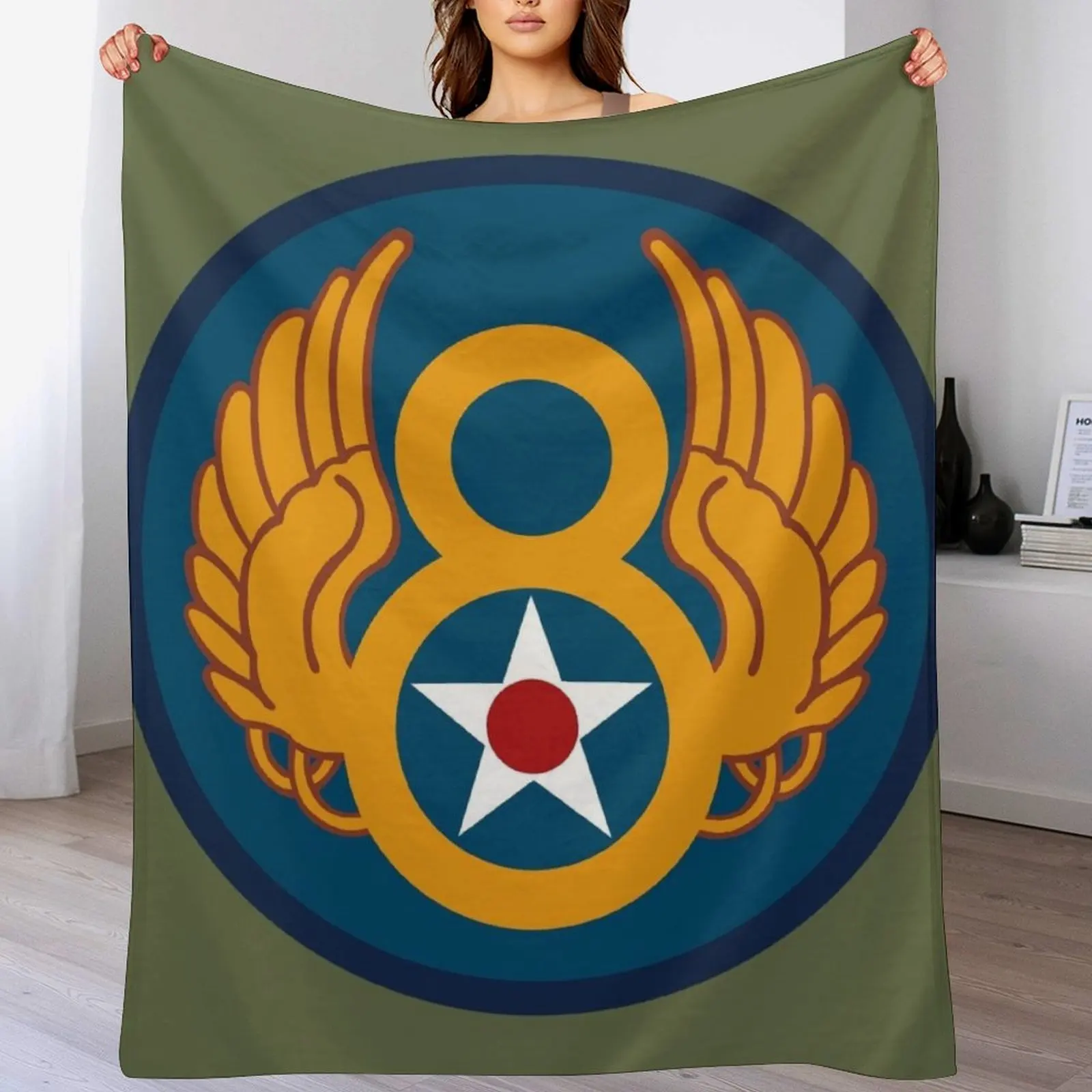 

8th Airforce Emblem Throw Blanket Thin Shaggy Decoratives sofa bed Blankets