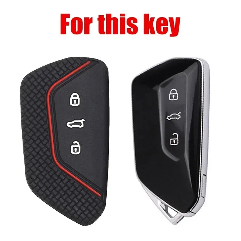 Silicone Keycase For VW Golf 8 Mk8 GTI GTD R ID3 ID4 2020 Decoration Silicone Car Key Case Fob Holder Cover Trim Car Accessories