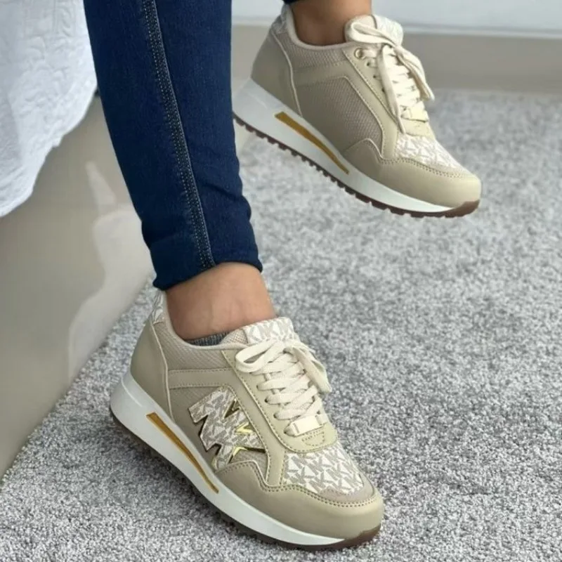 

2024 new women's wedge heel sneakers lace-up breathable casual sports shoes casual thick-soled women's vulcanized shoes