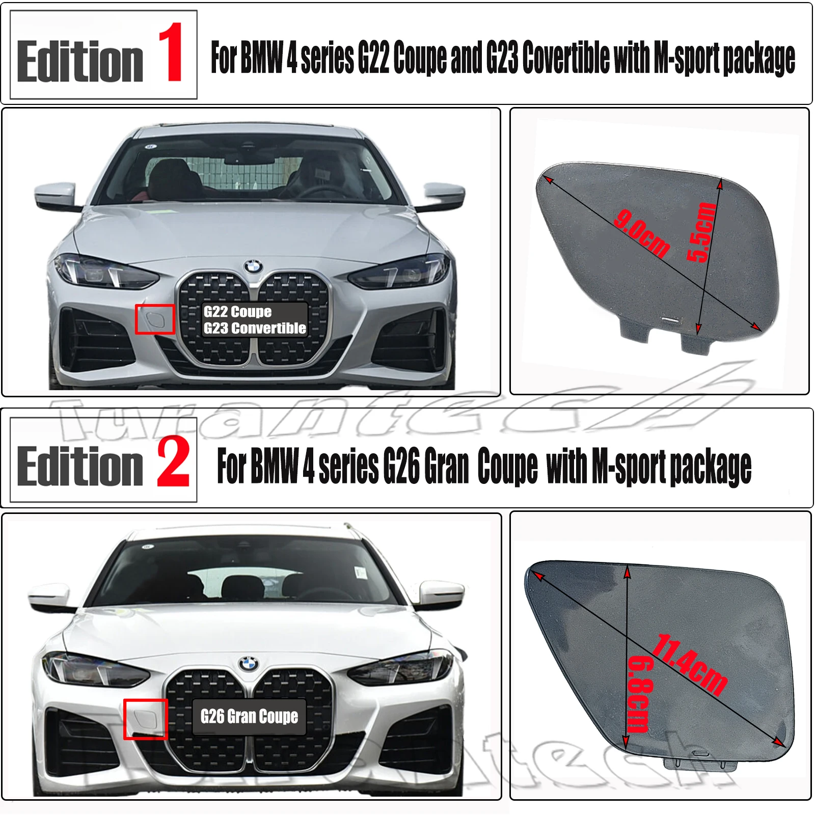 

Front Tow Cover for 21-up BMW 4 series 420d 420dx 420i 430dX 430i 430iX M440i M440iX M440dX bumper Towing Hook Cap