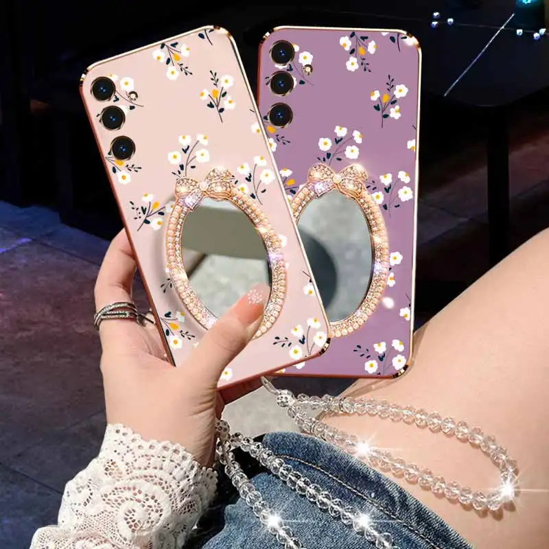 

A 53 Wild Flower Bracelet Plating Phone Case For Samsung A25 A35 A34 A53 A55 A50 A42 A91 A52S A73 A52 A71 A50S A54 Cover