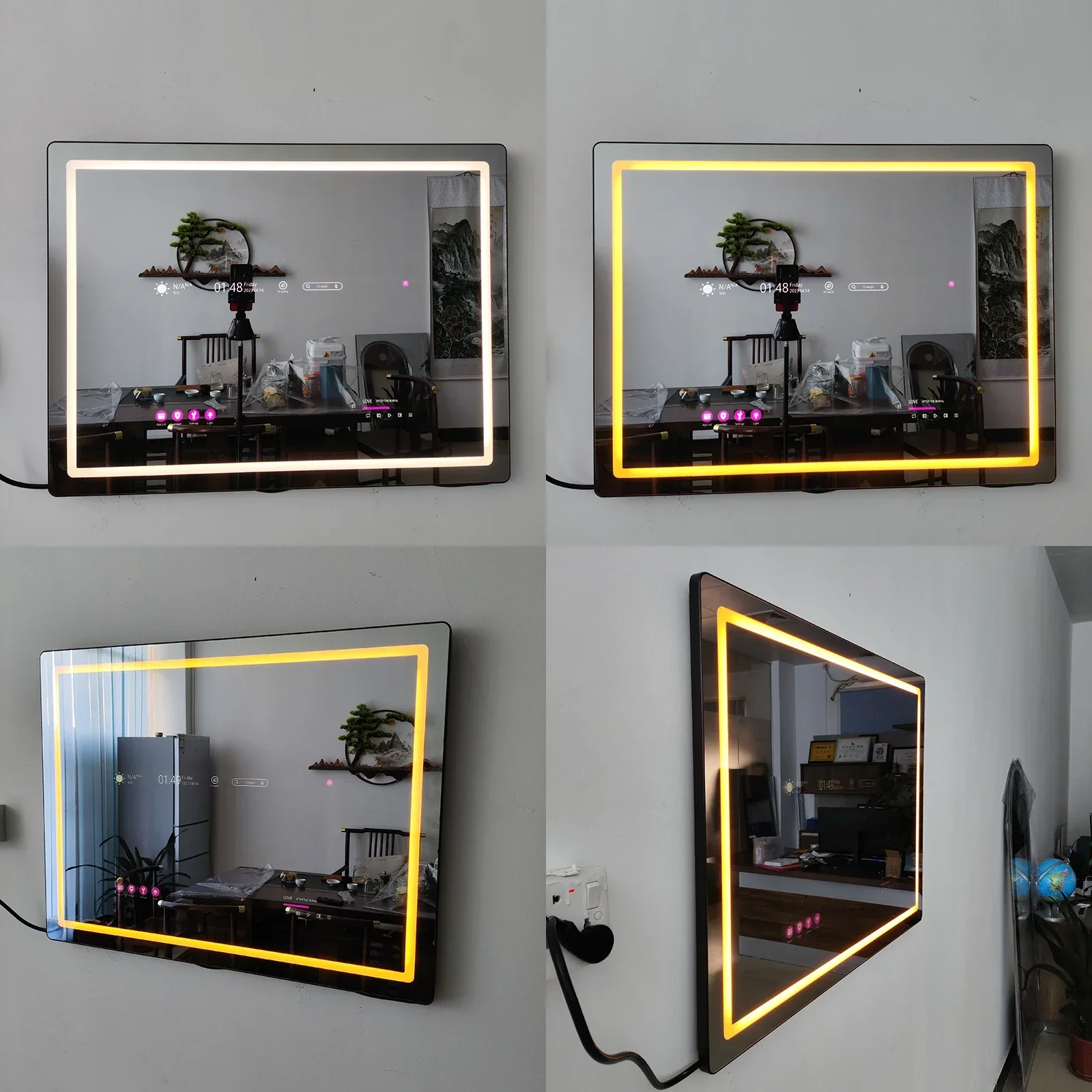 New Stock Home Decor Luxury Accessories Mirrors Android 11 Wall Mounted Mirror With Tv Screen Bathroom Smart Mirror