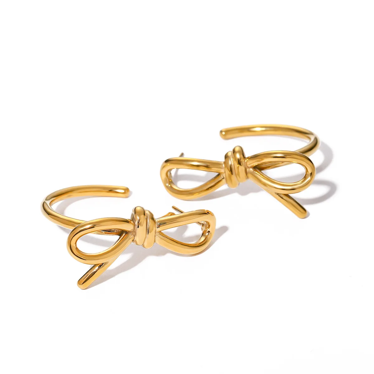 

Stainless Steel PVD 18K Gold Plated Tarnish Waterproof Knot Earring For Woman Jewelry Wholesale INS