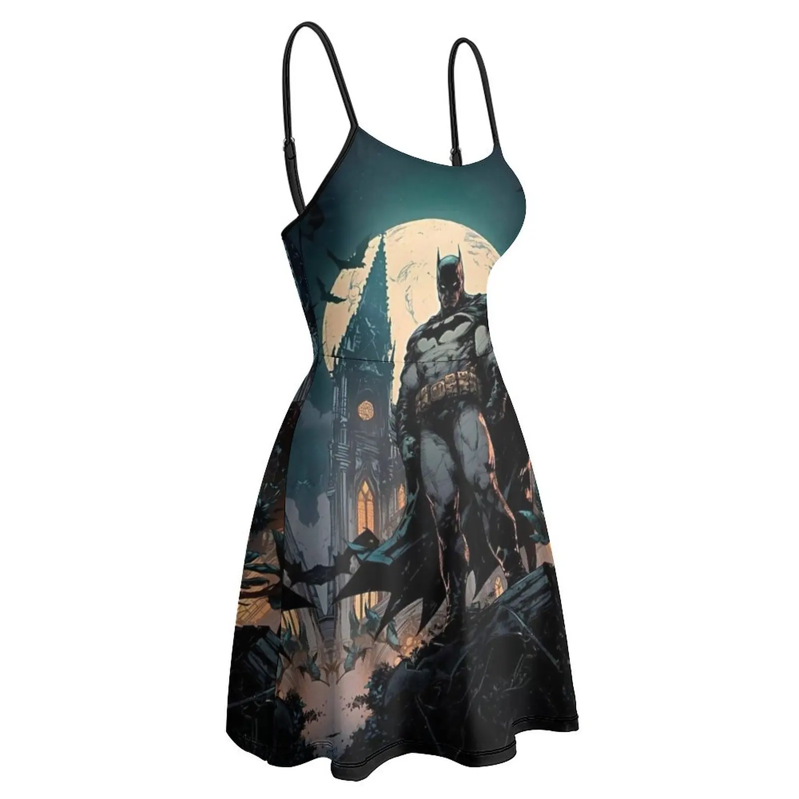 The Bats Batty The Dark Knight Caped Gotham's Guardian (329) فستان نسائي كلاسيكي مثير فستان نسائي بكتافة مضحك ومبتكر #4