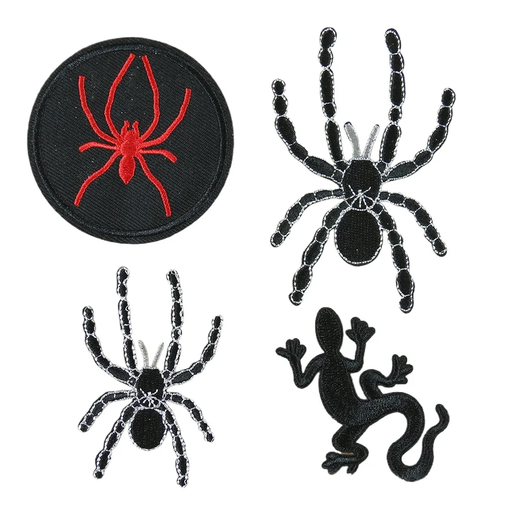 1pc Motorcycle Biker Embroidery Patches for Clothing Iron on Clothes Clorhing Stickers Black Spider Gecko Badges Fusible Patch