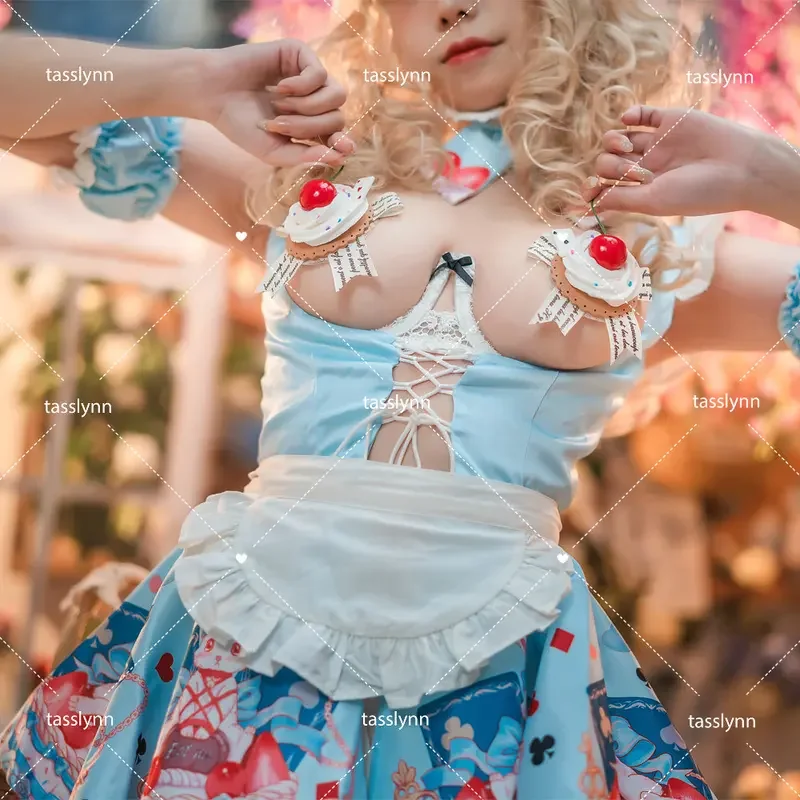 Original Lolita Maid Cosplay Traje para meninas, vestido doce para Geek, Alice, Halloween, Adulto Vestidos no País das Maravilhas