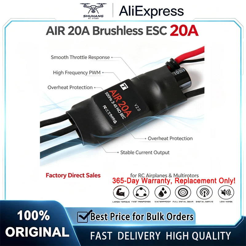T‑MOTOR AIR 20A Brushless ESC No BEC Low Voltage Stable For Quadcopter Hexacopter VTOL Agricultural Multirotor UAV Drone