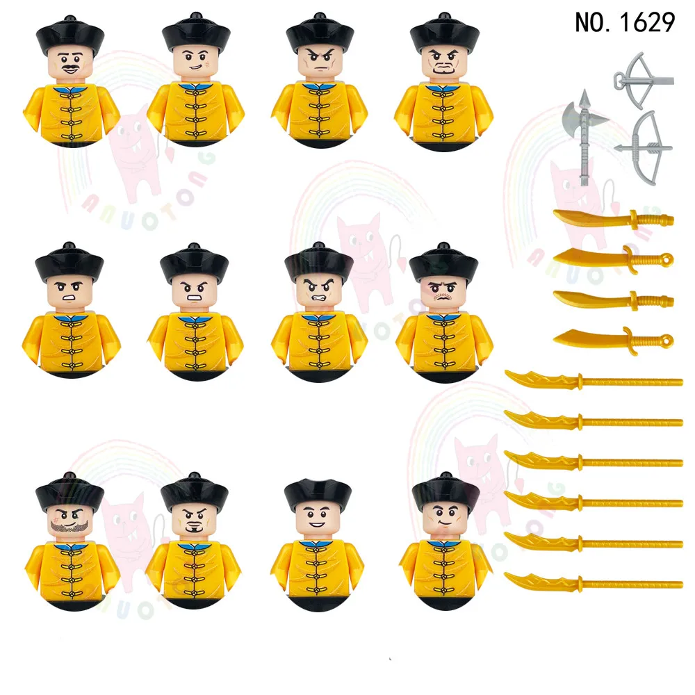 MOC Building Blocks Qing Dynasty Soldier Figures Medieval Military Weapons Accessories Helmet Shield Bricks Gift Kids Toys