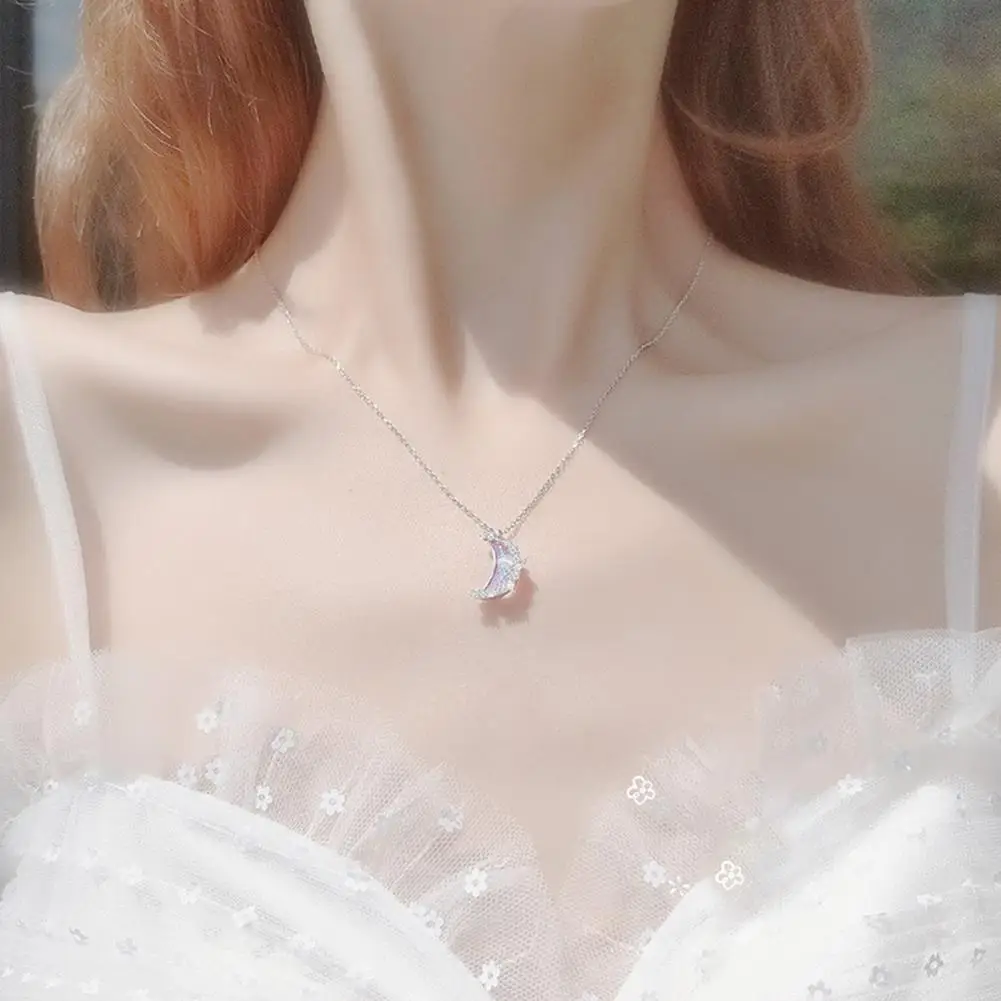 المرأة سلسلة الترقوة قلادة ديمي ستار القمر قلادة قابل للتعديل مع تمديد طول سيدة قلادة الزفاف السفر الرقبة مجوهرات
