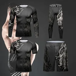 Cody Lundin 4 Pieces Fashion Sports Sets Fight Wear Men BJJ Jiu Jitsu Trainning Rash Guard Suit Male Running Grappling Tracksuit