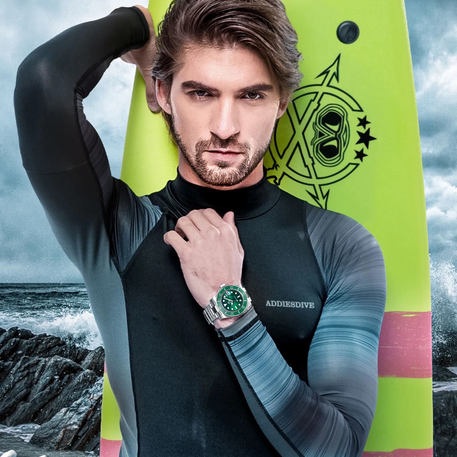 ADDIESDIVE Men's Watch 20Bar Diving Super Luminous Japan Quartz Movement Ceramic Bezel 316L Stainless Steel Waterproof Watches