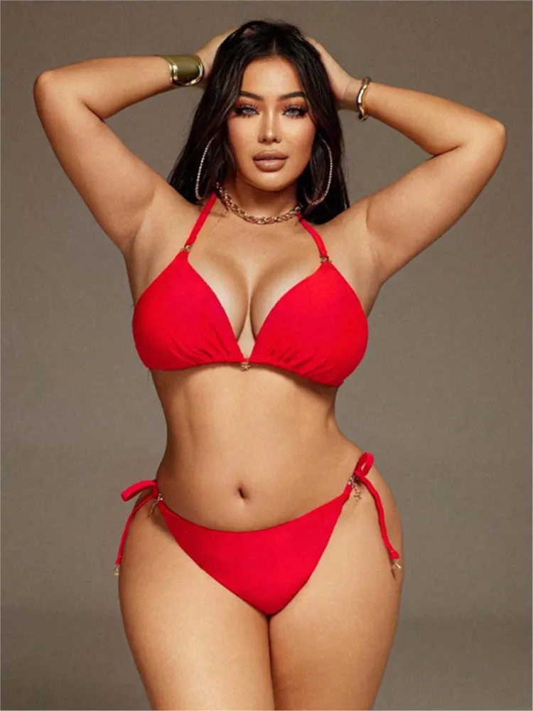 L-4XL Plus Size High Waist Bikini Women's Push Up Big Large Size Swimsuit 2026 Summer Mujer Tummy Control Swimwear Bikini Sets