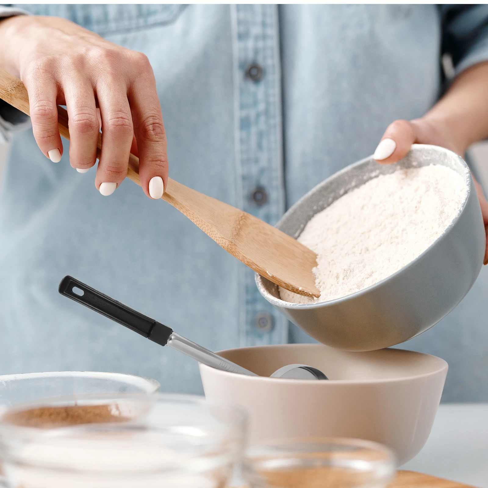 

Sturdy Portion Ladle Long Portion Control Spoon Premium Easy to Clean Lightweight Compact Housewarming