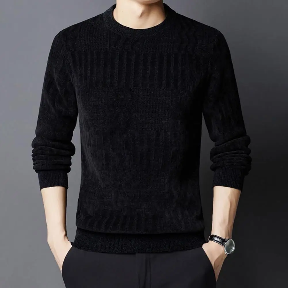 

Polyester Pullover Sweater Men's Thickened Sweater Collection Casual Round Neck Knitwear for Autumn Winter Versatile for Work