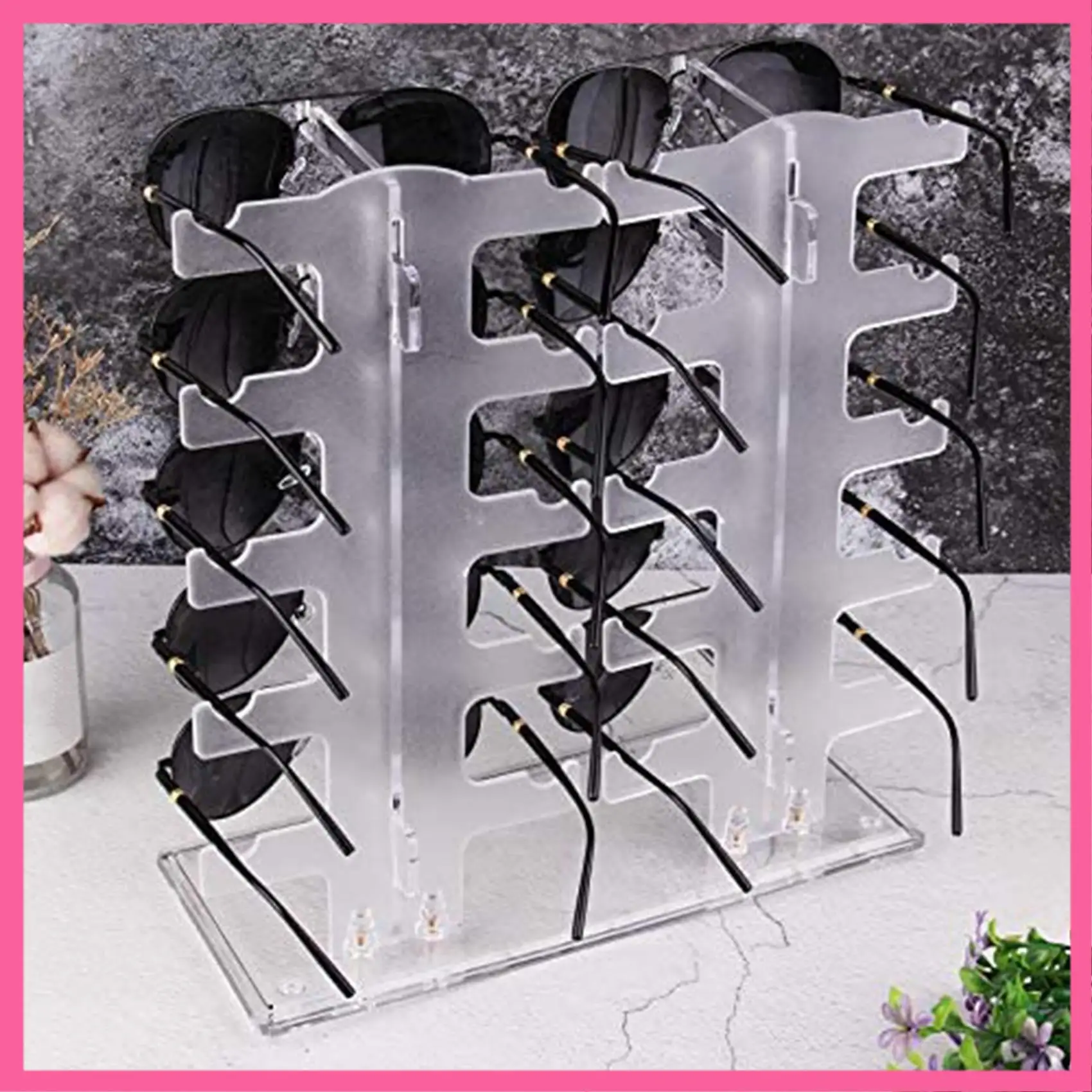

ABNM 2 Pieces Of Sunglasses Frame Glasses Display Stand Is Transparent, Can Hold 10 Pairs Of Glasses